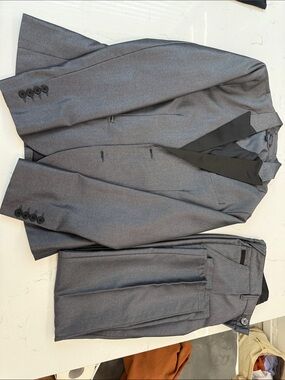 G by Guess Men's Gray Two-Piece Suit with Black Trim